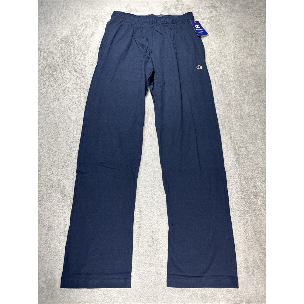 NWT Champion Men's Open Bottom Jersey Pants Navy Blue Size Medium